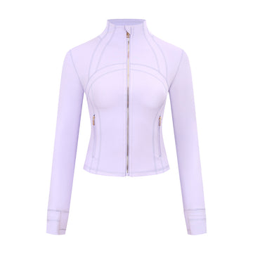 Athletic Wear: Lavender Frost Gold Zipper Cropped Short Set