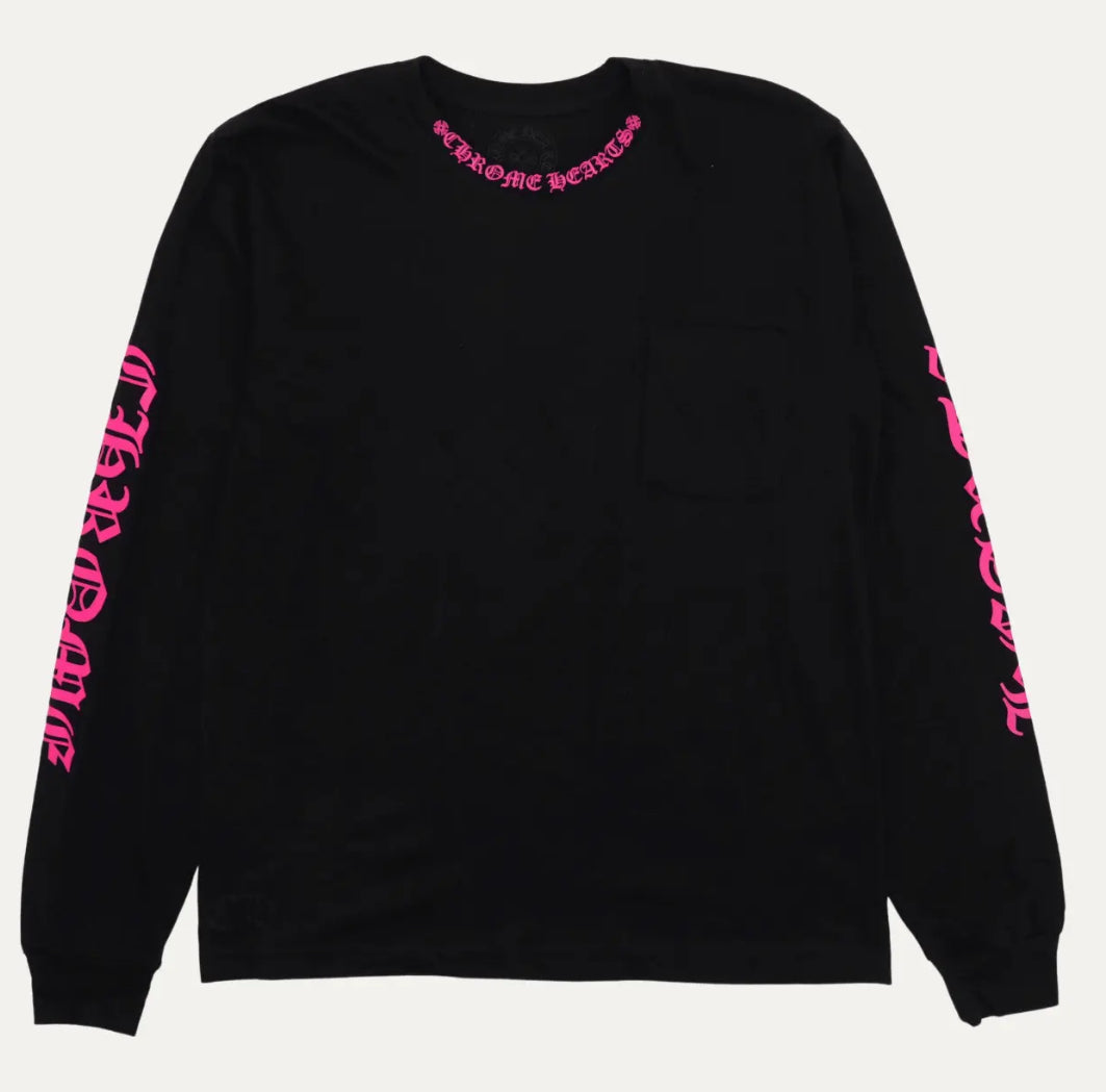 CH: Pink Neck Long Sleeve T-Shirt