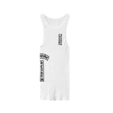 CH: WHITE/BLK TBBAR SCRIPT LOGO TANK TOP DRESS