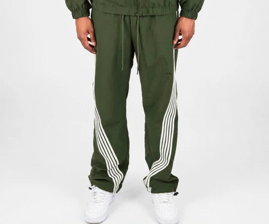 REBEL MINDS: Olive Nylon Track Pants