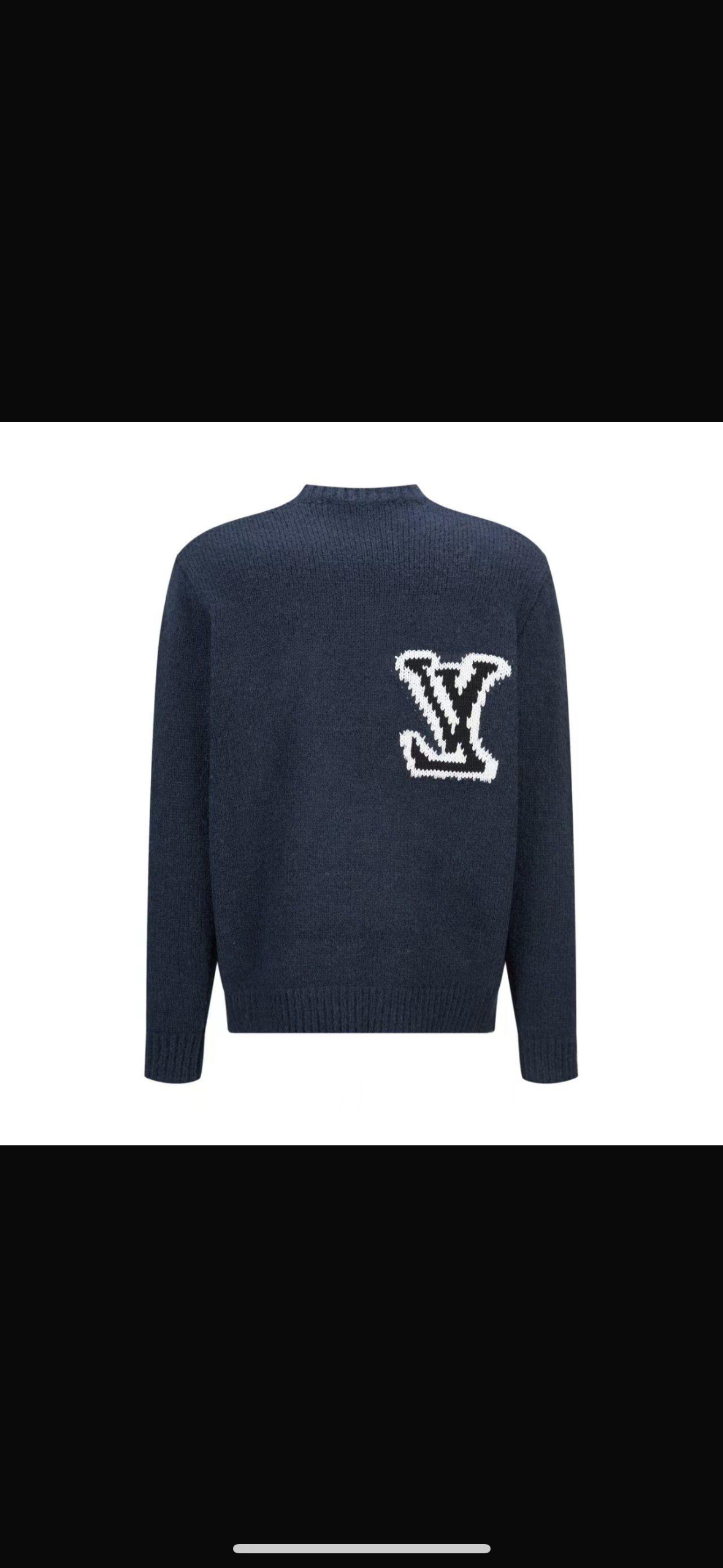 LVT : LVT INTARSIA NAVY BLUE CREW NECK