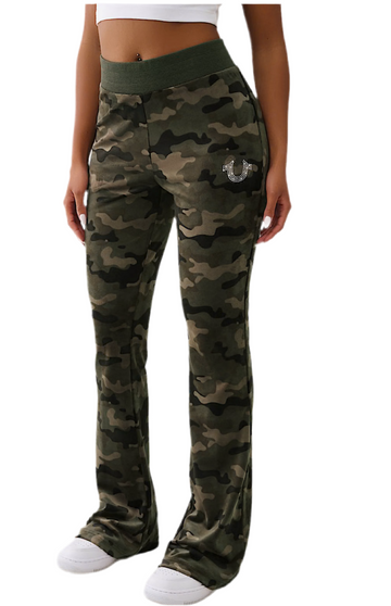 True Religion: Camo Velour Bootcut Pants