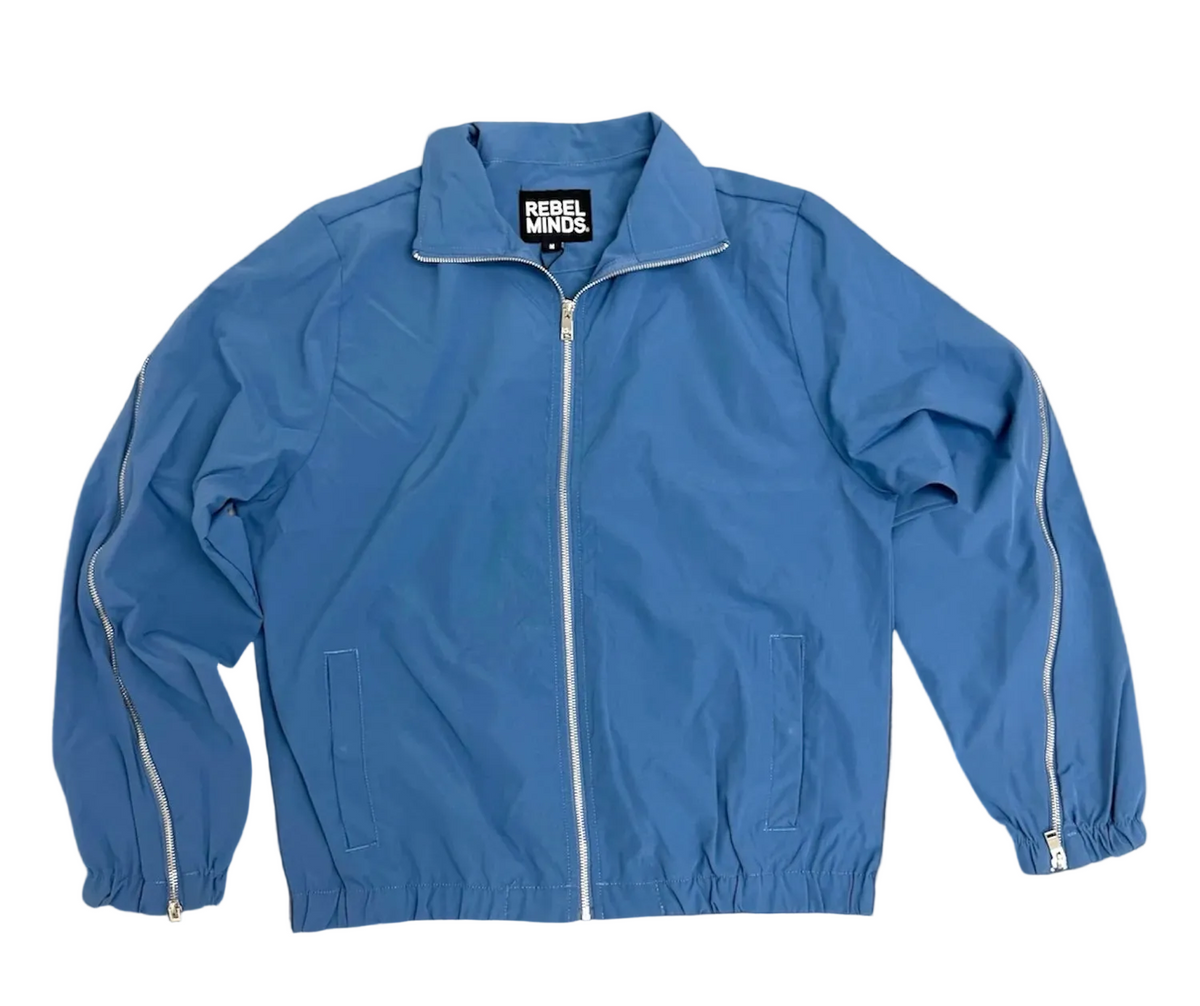 REBEL MINDS: Ash Blue Windbreaker Zipper Jacket
