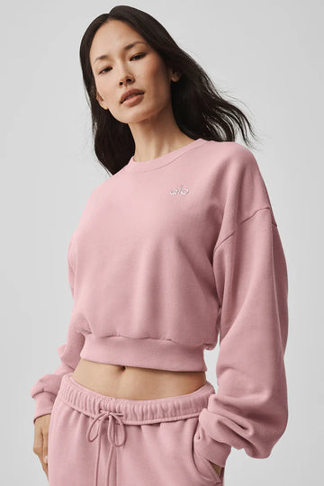 Athletic Wear: Cropped Accolade Crewneck Vintage Pink