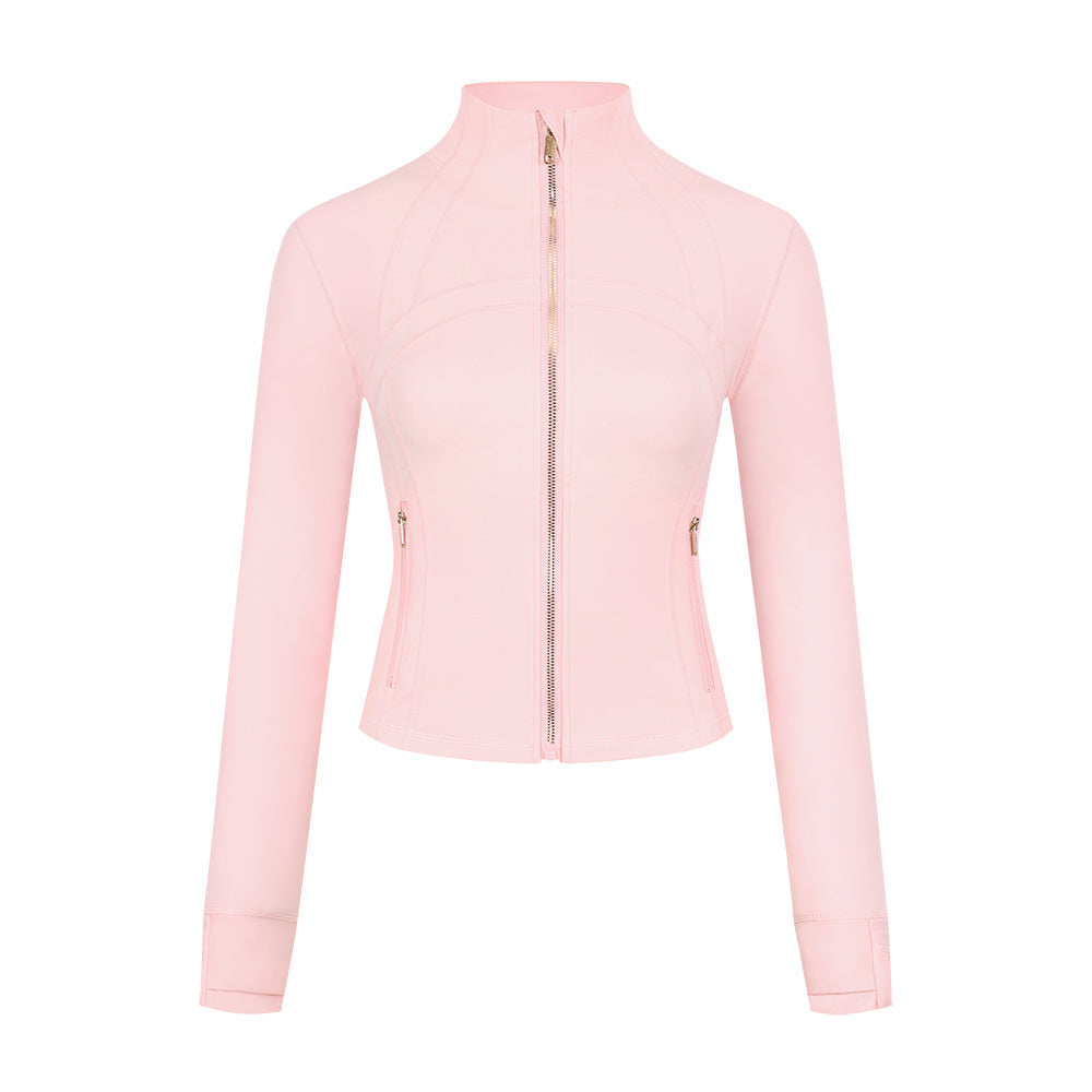 Athletic Wear: Strawberry Milk Gold Zipper Cropped Short Set
