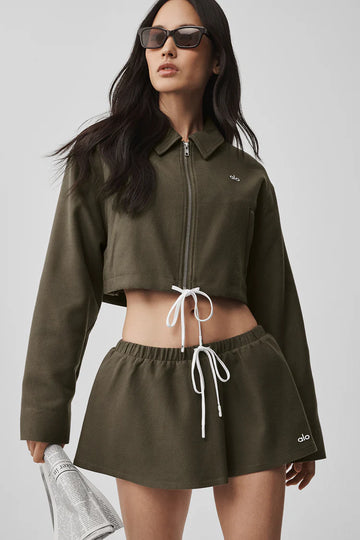Athletic Wear: Cropped Fan Favorite Full Zip Jacket Olive Tree