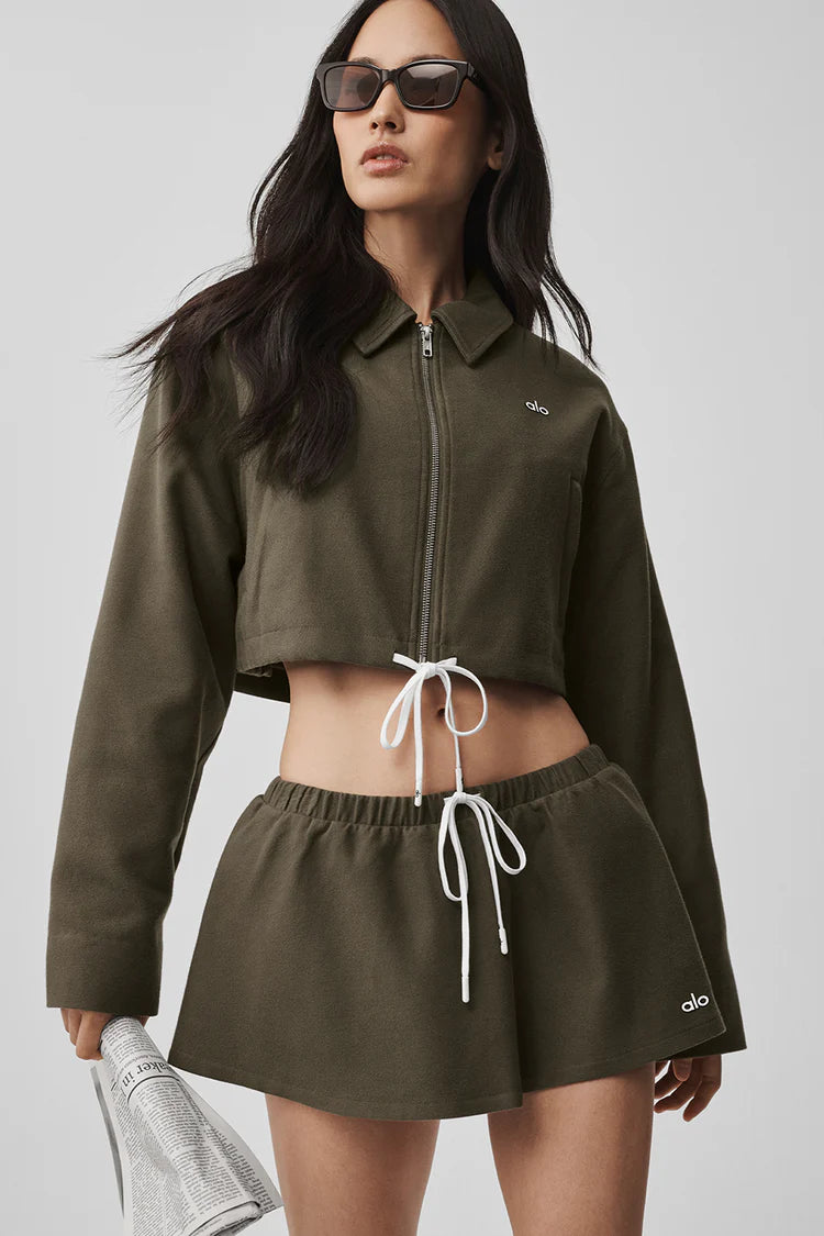 Athletic Wear: Cropped Fan Favorite Full Zip Jacket Olive Tree