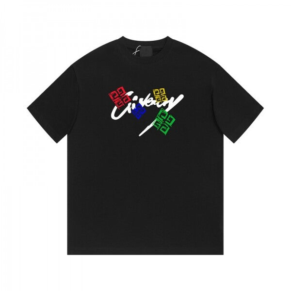 GVY: Black Multicolor Graphic Logo T-Shirt
