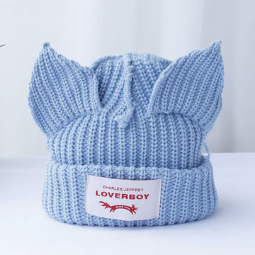 CHARLES JEFFERY: LIGHT BLUE LOVER BOY CAT-EAR BEANIE