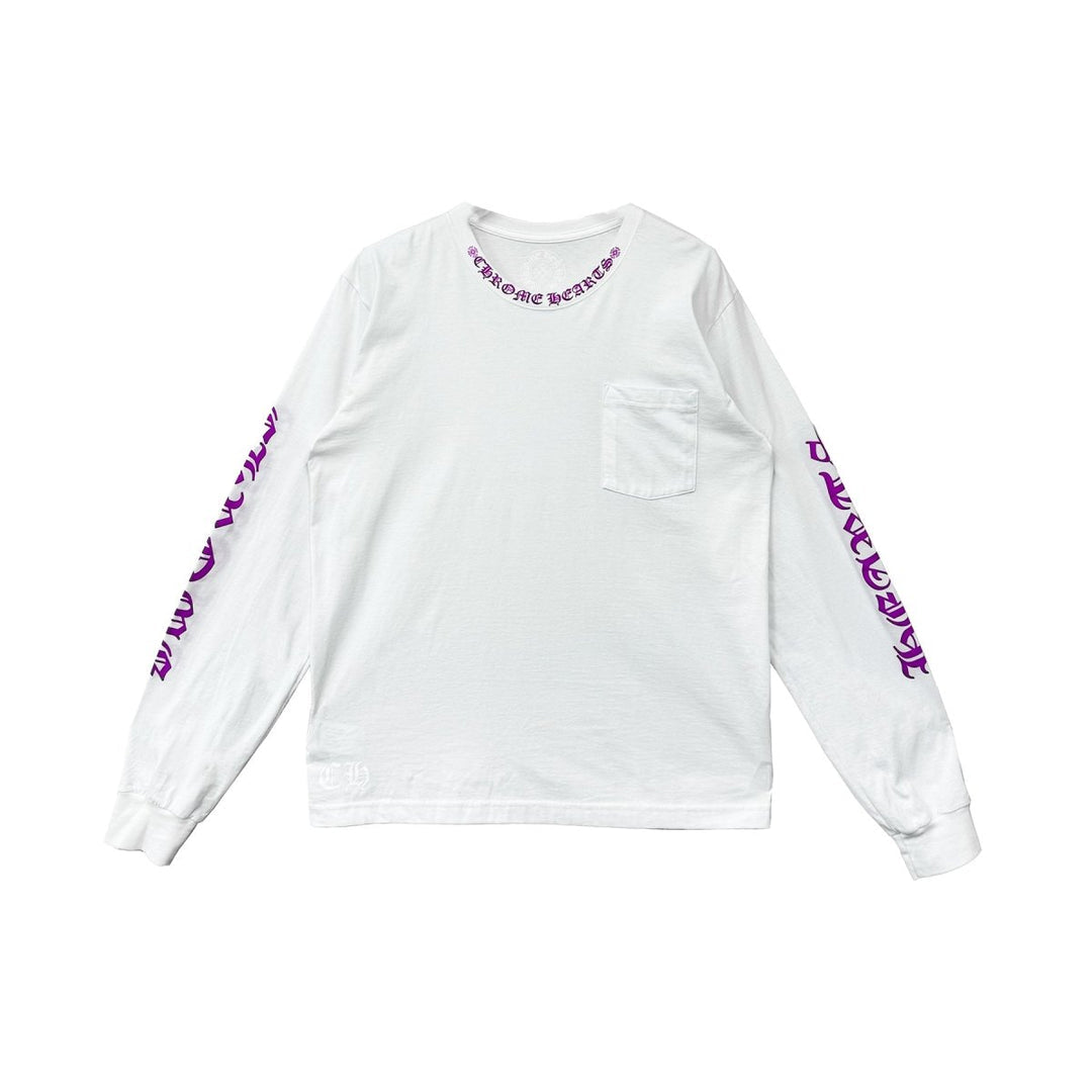 CH: White/Purple Neck Longsleeve T-Shirt