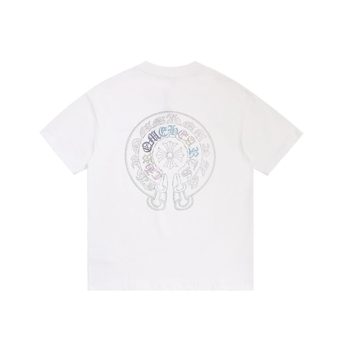 CH: WHITE RHINESTONE APPLIQUÉ HORSESHOE GRAPHIC TEE