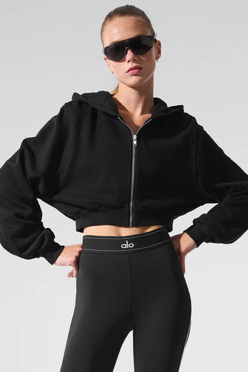 Athletic Wear: Sweet Escape Cropped Zip Up Black