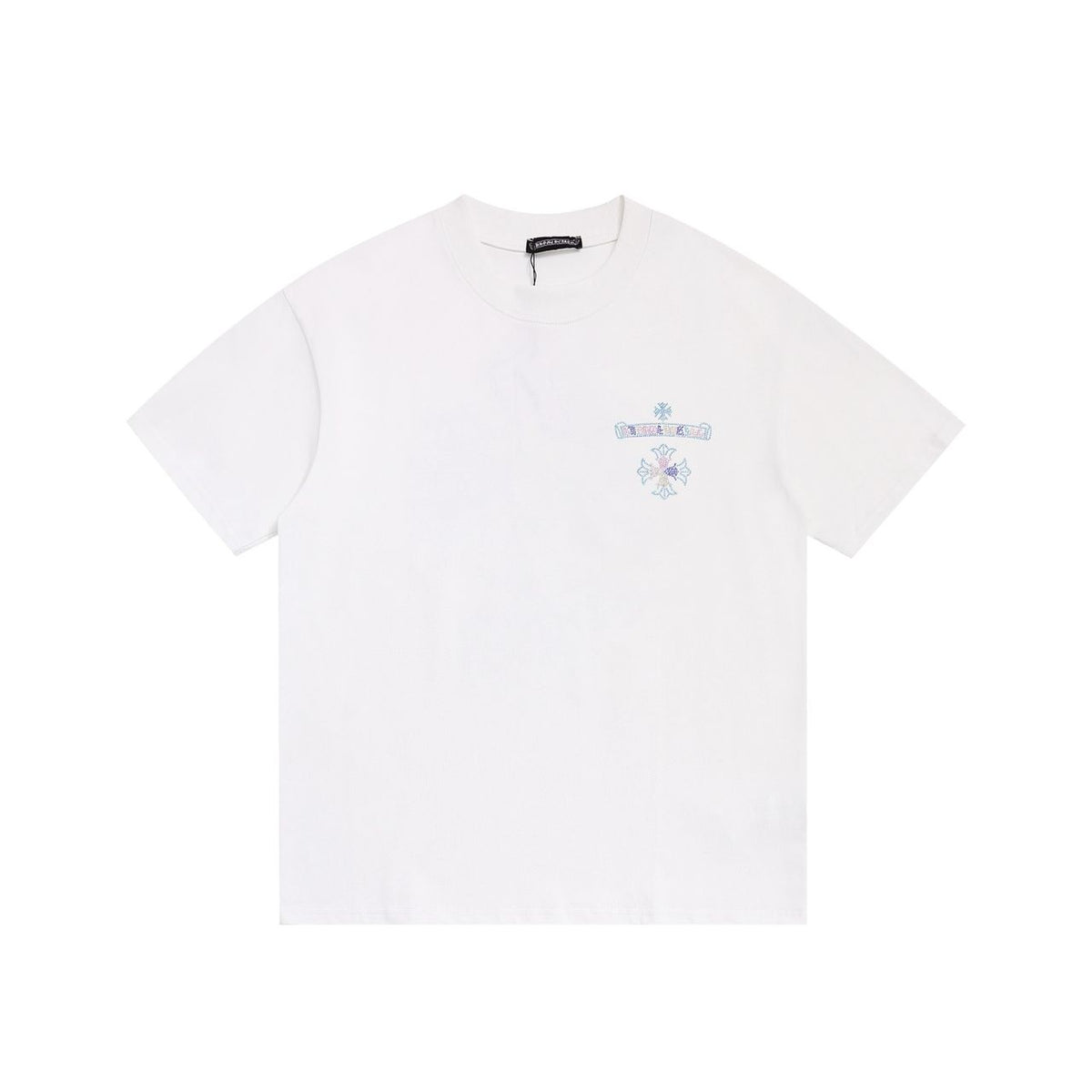 CH: WHITE RHINESTONE APPLIQUÉ HORSESHOE GRAPHIC TEE