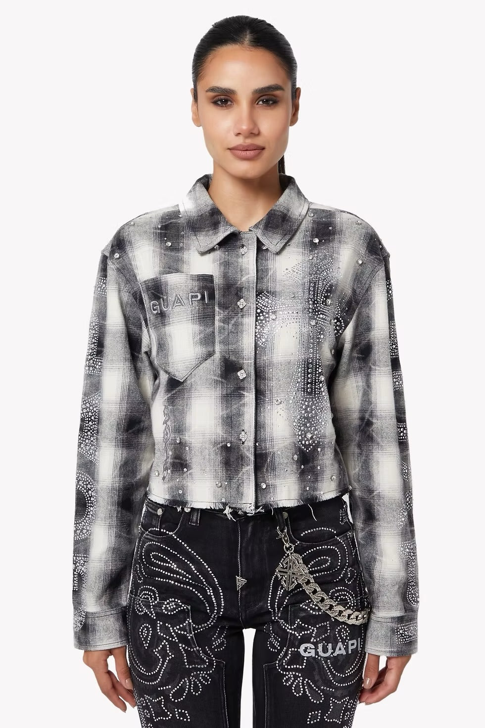 GUAPI : ( Cloud-Grey-Cropped Cross-Flannel)