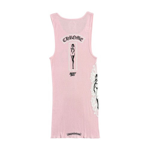 CH: Deadly Doll Rib Art Basel Floral Pink Tank Top Dress