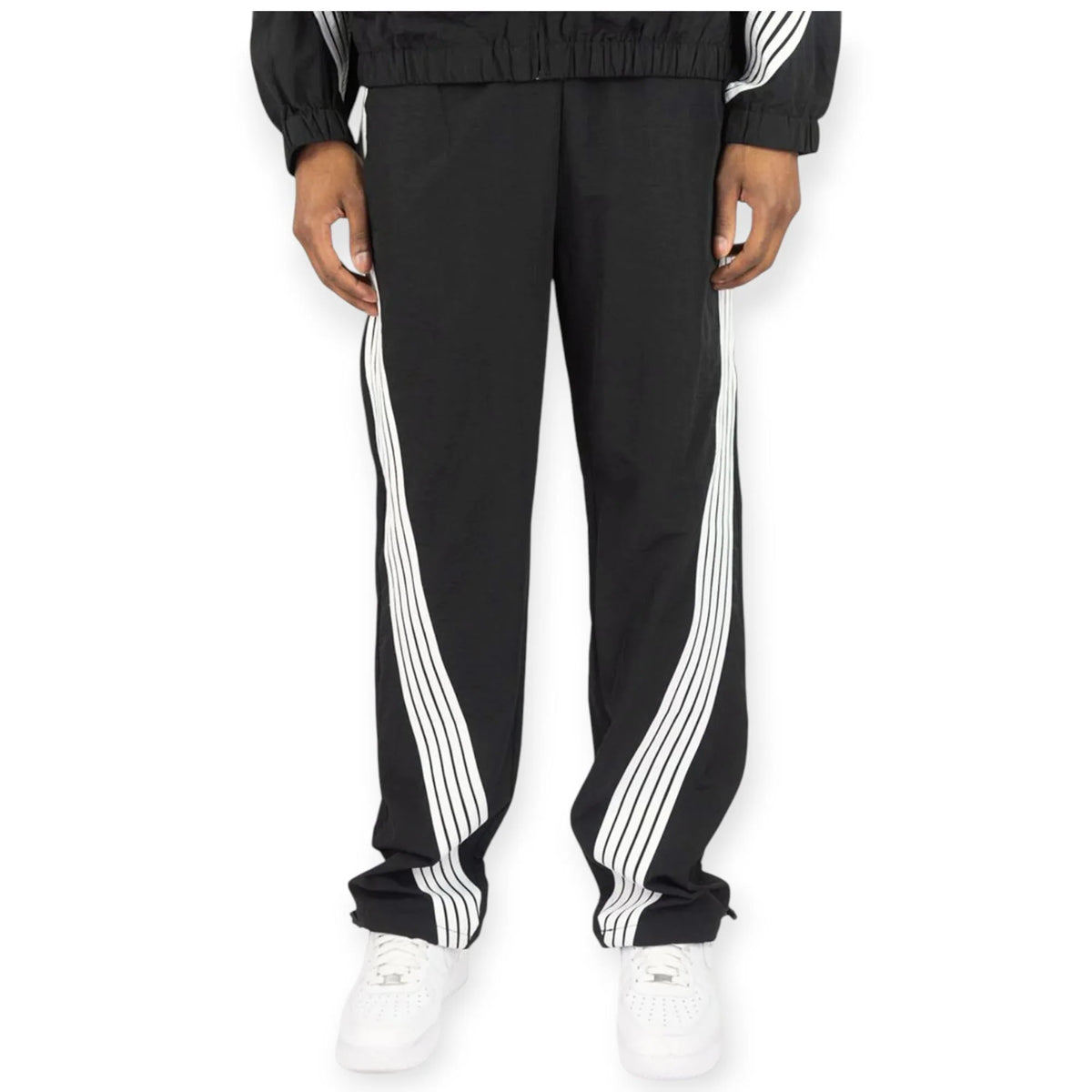 REBEL MINDS: Black Nylon Track Pants