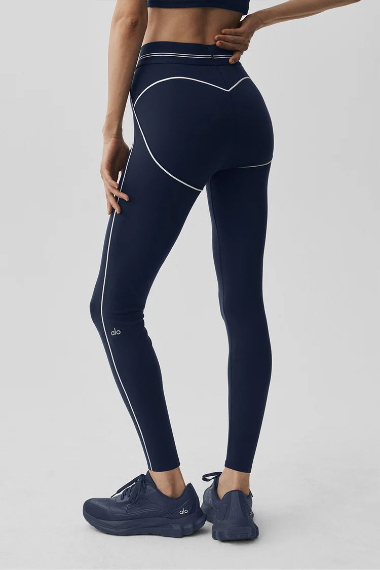 Athletic Wear: Airbrush Heart Throb Navy/ White Leggings Set
