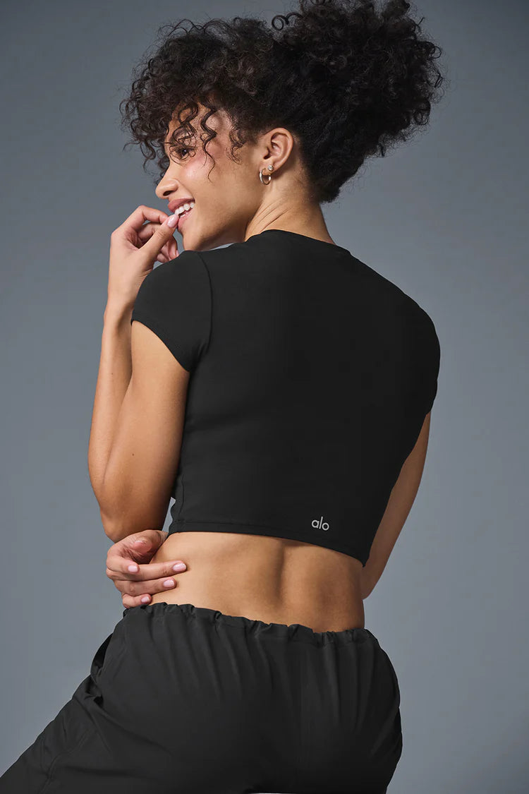 Athletic Wear: Crop Finesse Short Sleeve Black