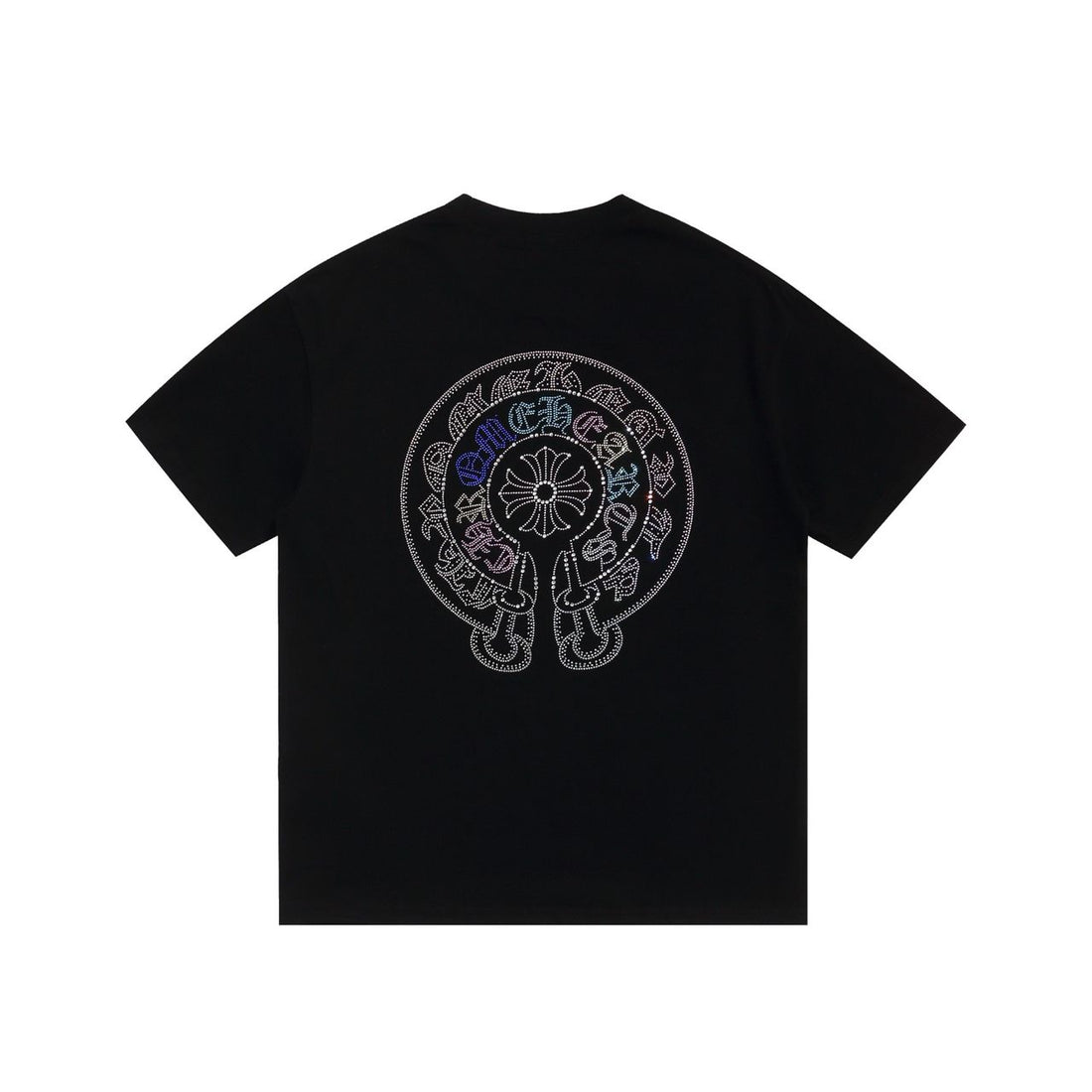 CH: BLACK RHINESTONE APPLIQUÉ HORSESHOE GRAPHIC TEE