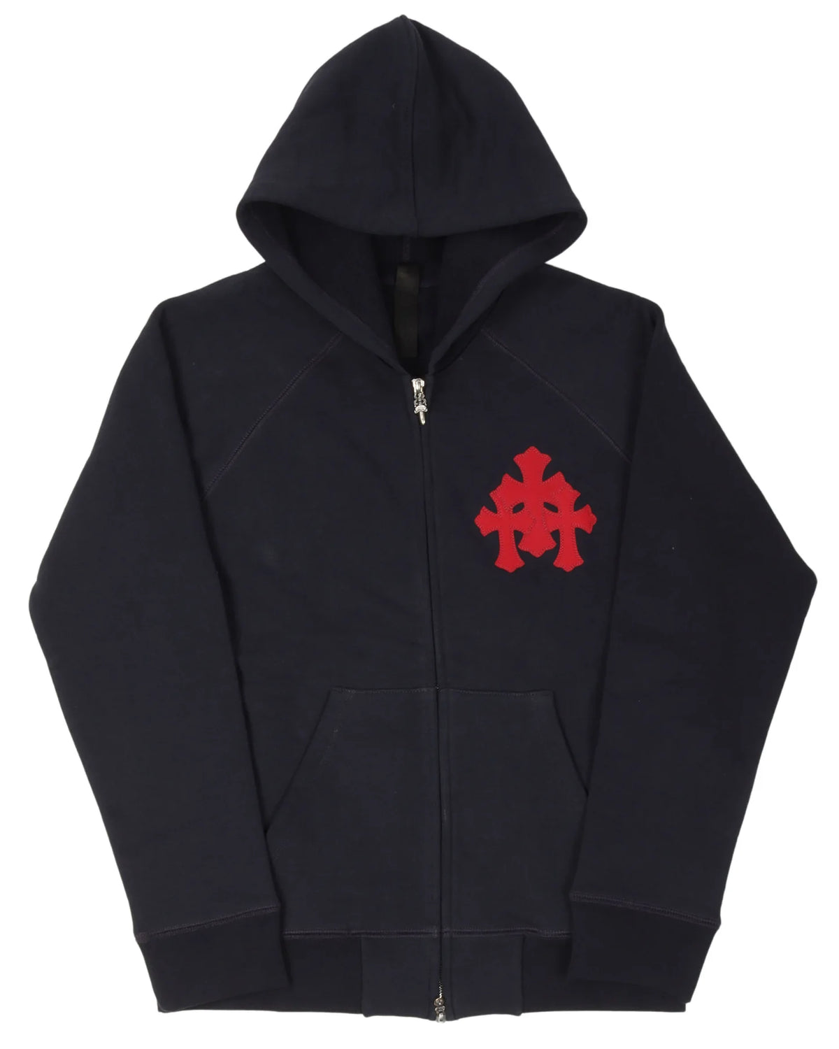 CH: BLACK TRIPLE CROSS PATCH ZIP UP HOODIE