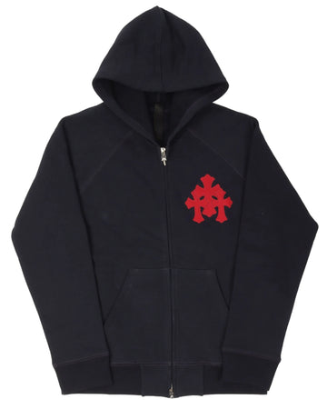 CH: BLACK TRIPLE CROSS PATCH ZIP UP HOODIE