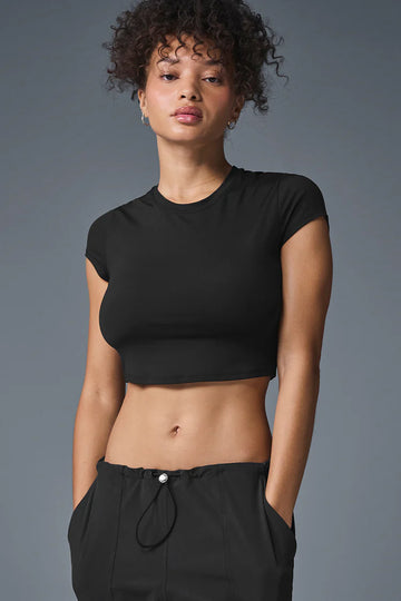 Athletic Wear: Crop Finesse Short Sleeve Black