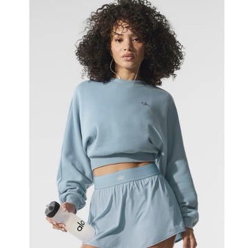 Athletic Wear: Cropped Accolade Crewneck Celestial Blue