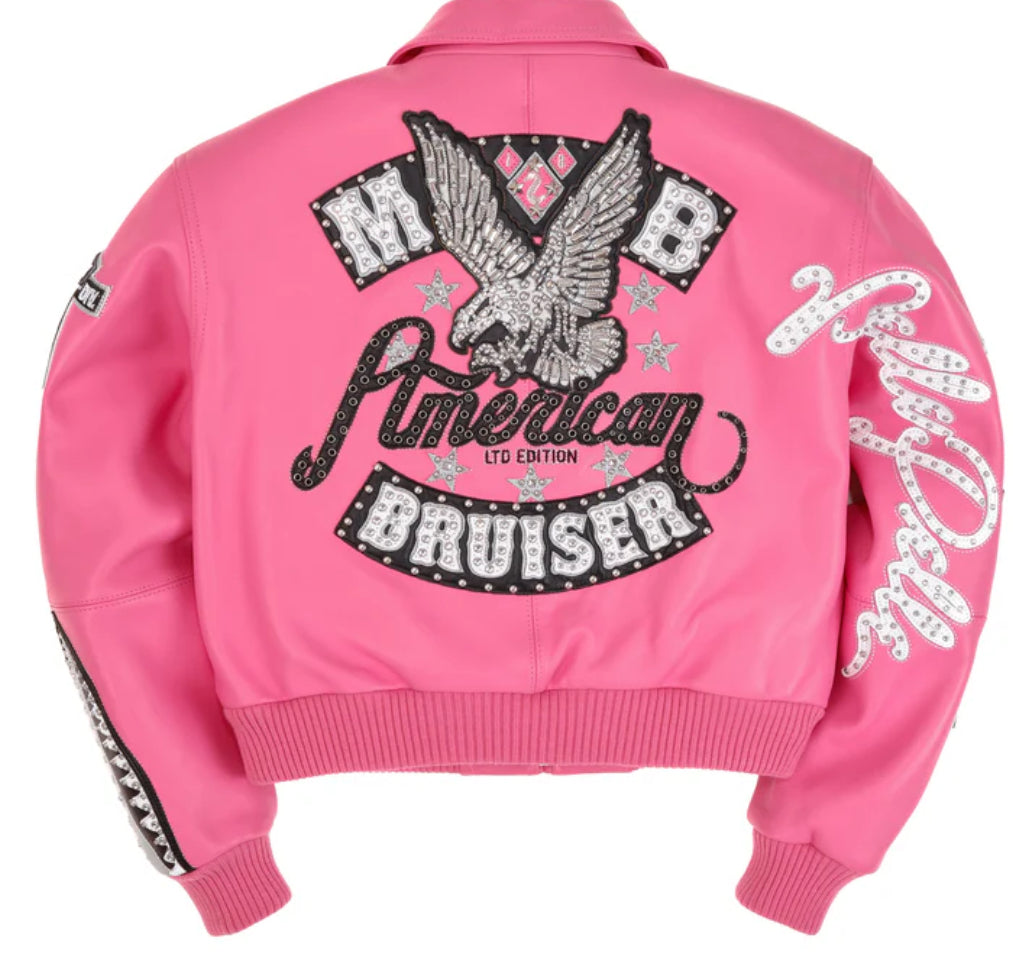 PELLE PELLE: American Bruiser Pink Cropped Jacket | Women