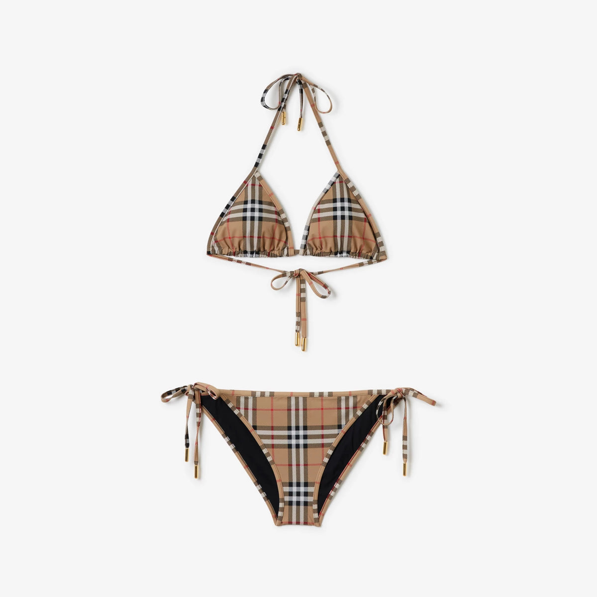 BB: Beige Check Bikini Swimsuit Set