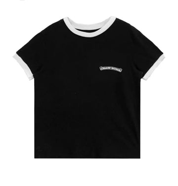 CH: Black Ringer Horseshoe Scroll Logo Short Sleeve Tee