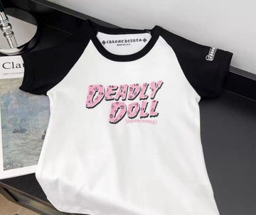 CH: DEADLY DOLL : White/Blk/Pink Tee