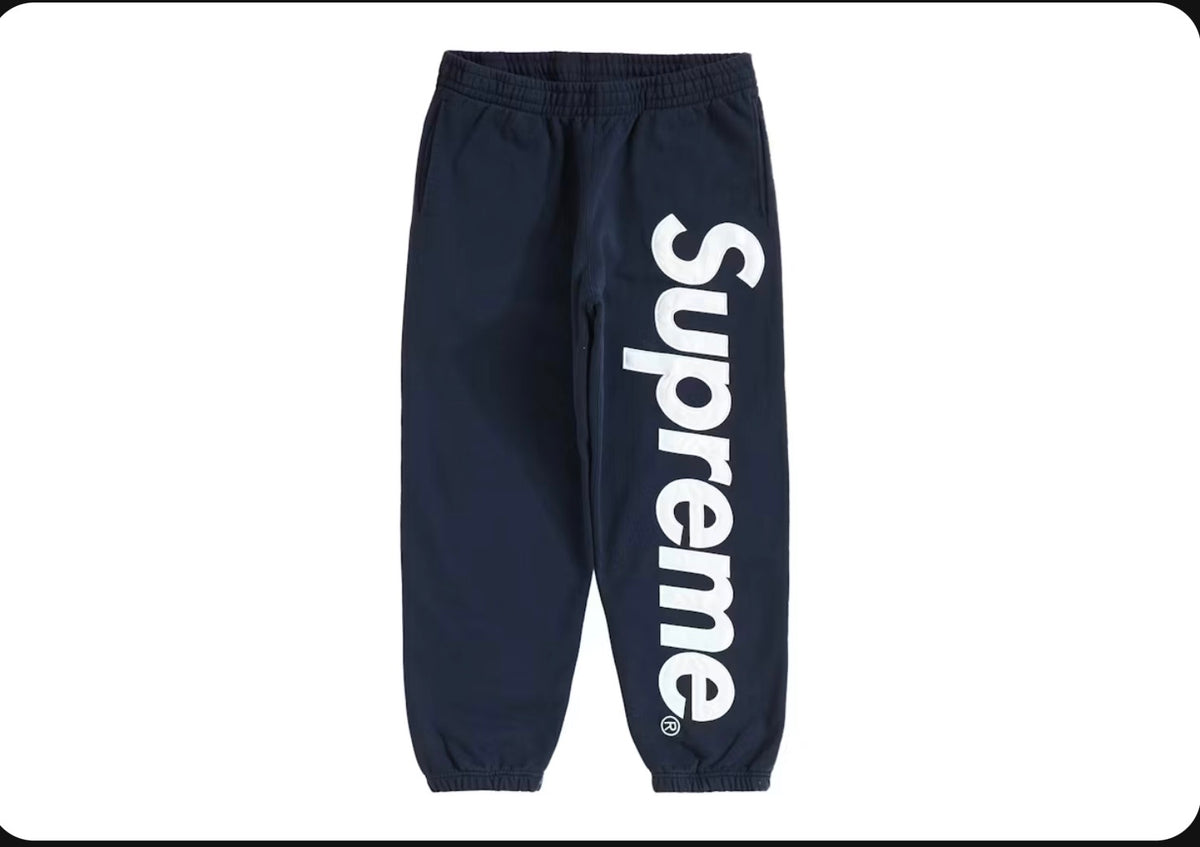 SPM: Satin Appliqué Sweatpants Navy Blue