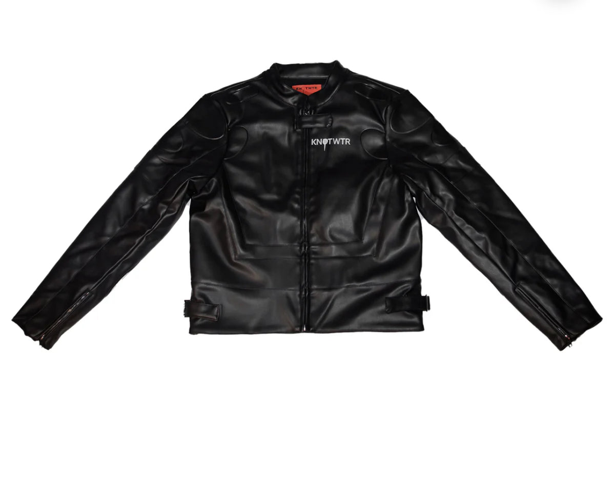KNOTWTR  Black Vegan Leather Jacket
