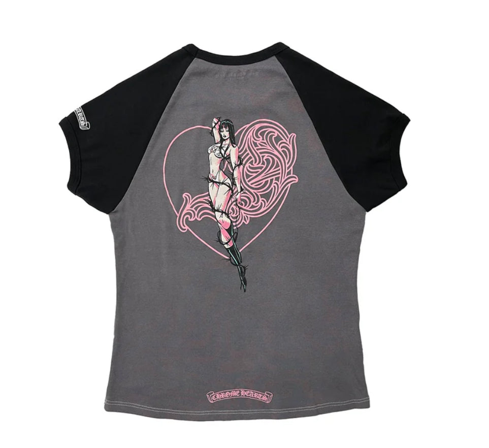 CH: Deadly Doll Vine Heart Cropped Short Sleeve T-Shirt Tee