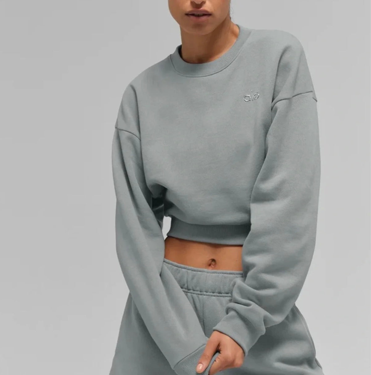 Athletic Wear: Cropped Accolade Crewneck Lunar Gray