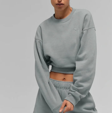 Athletic Wear: Cropped Accolade Crewneck Lunar Gray