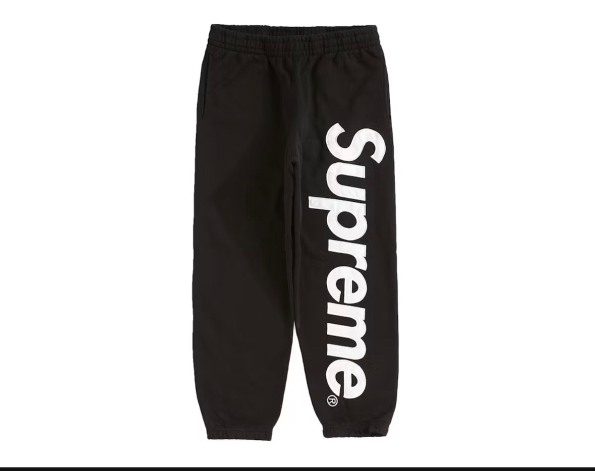 SPM: Satin Appliqué Sweatpants Black/White