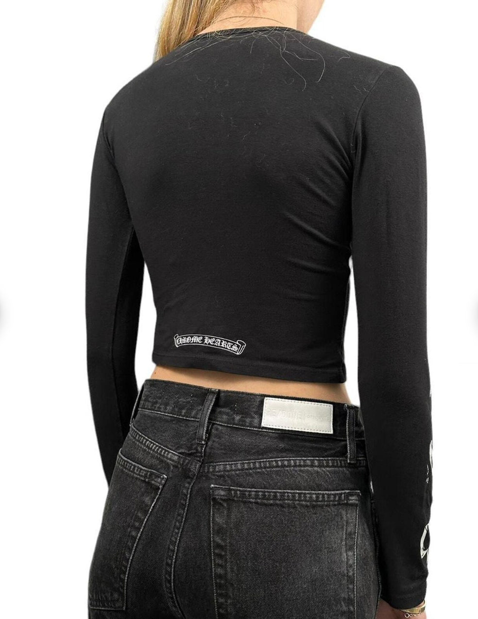 CH: Blk Long Sleeve Crop Top