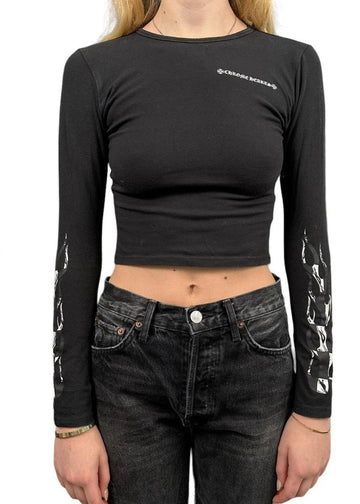 CH: Blk Long Sleeve Crop Top