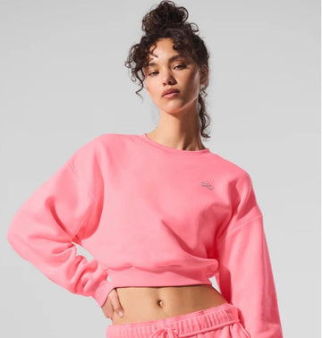 Athletic Wear: Cropped Accolade Crewneck Pink