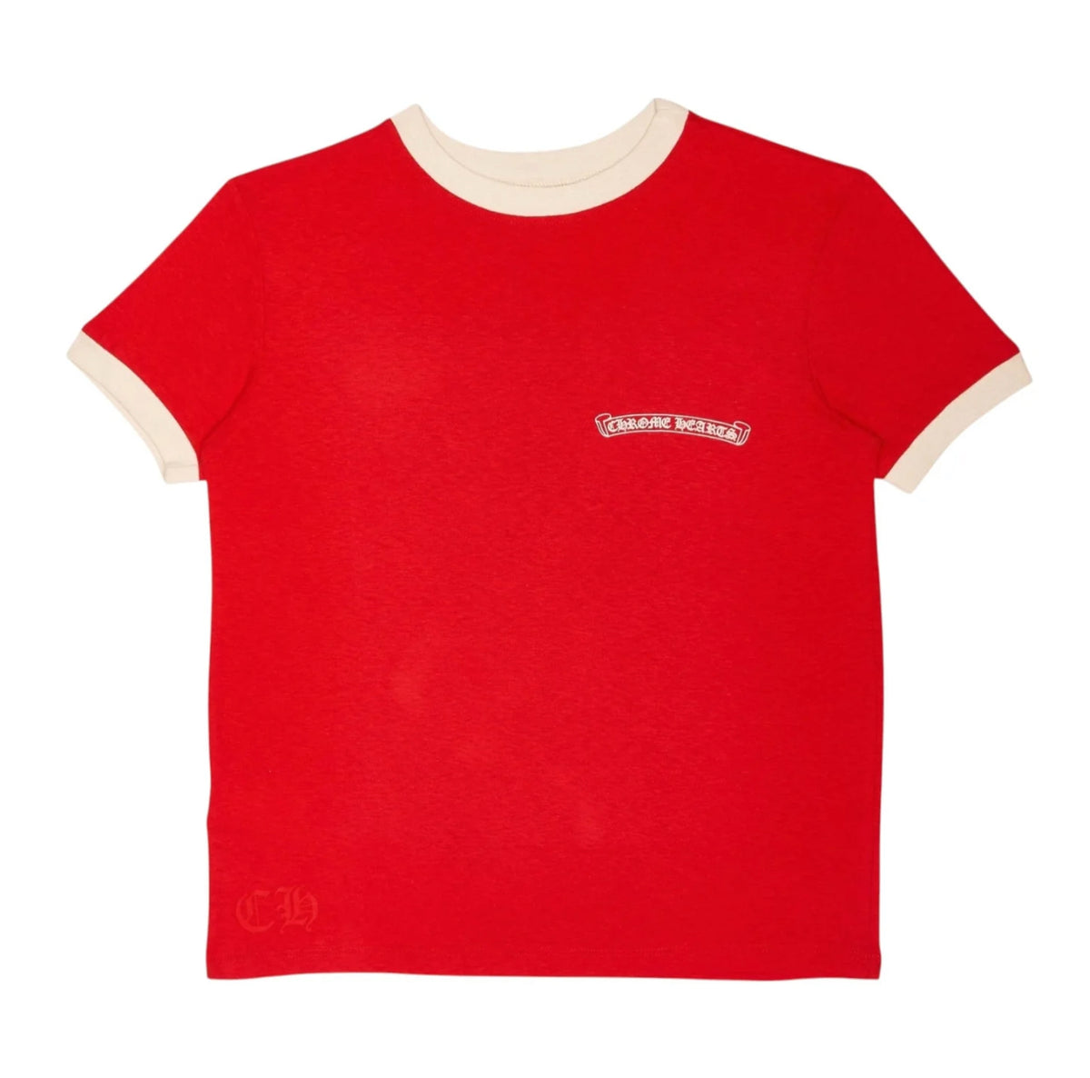 CH: Ringer Horseshoe Scroll Logo Short Sleeve Tee Shirt Red White