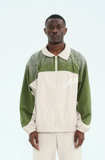 CREAM/ GREEN "ASTRAL" ZIP WINDBREAKER