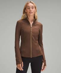 Athletic Wear: Brown CROPPED W GOLD ZIPPER Leggings Set