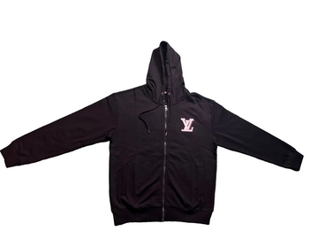 LVT: BLACK ZIP UP LOGO HOODIE