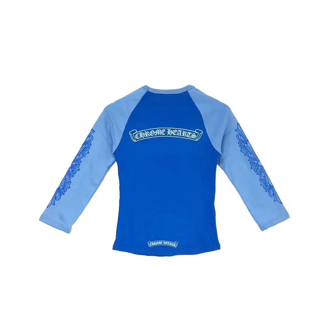CH: BLUE FLORAL LONG MID SLEEVE BABY TSHIRT