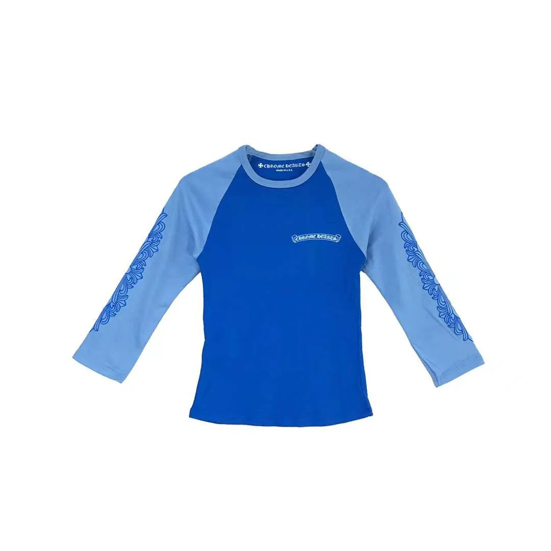 CH: BLUE FLORAL LONG MID SLEEVE BABY TSHIRT