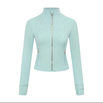 Athletic Wear: TEAL CROPPED GOLD ZIPPER LEGGINGS SET