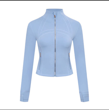 Athletic Wear: WILLOW BLUE CROPPED GOLD ZIP LEGGING SET