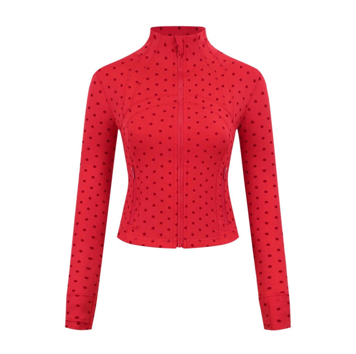 Athletic Wear: RED POLKA DOT CROPPED LEGGINGS SET