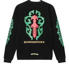CH: Rose Cross Floral Vine Sword Long Sleeve T-Shirt Black